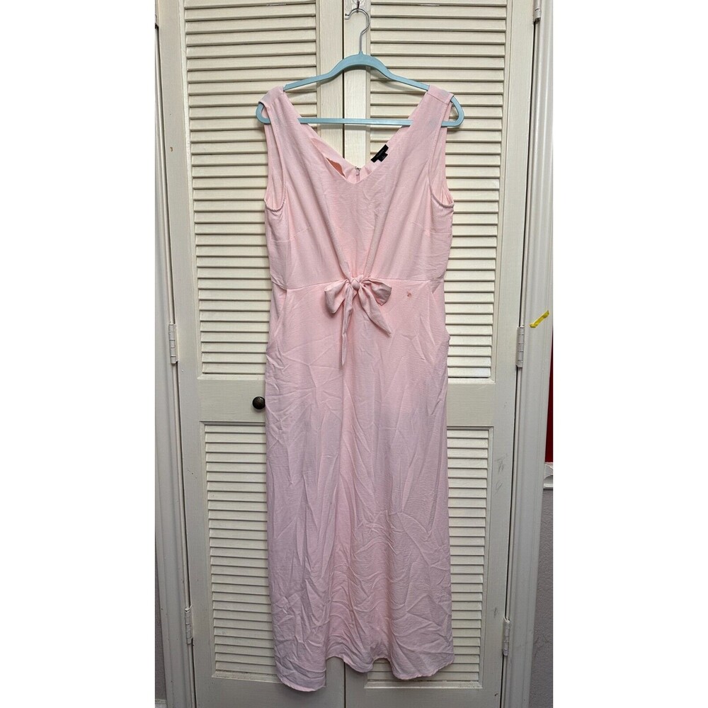 Halogen women's belted fit & flare dress bow pink Size L